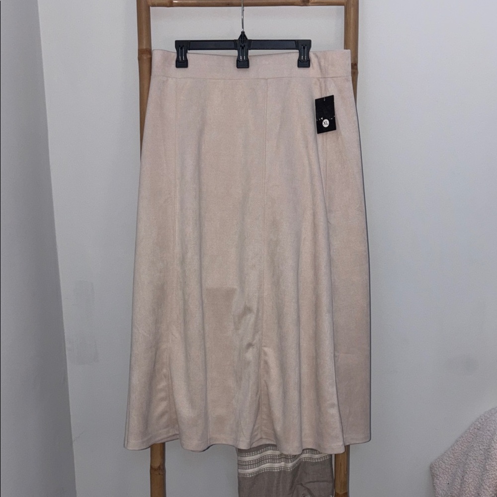 Midi A-Line Skirt in Soft Cream